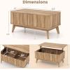 imageGiantex Lift Top Coffee Table with Storage 435 Mid Century Modern Center Table with Solid Wood Leg amp Hidden Compartment Minimalist Fluted Living Room Table for Home Office Oak355 X 20 X 165