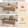 imageGiantex Lift Top Coffee Table with Storage 435 Mid Century Modern Center Table with Solid Wood Leg amp Hidden Compartment Minimalist Fluted Living Room Table for Home Office Oak435 x 20 x 165