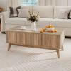imageGiantex Lift Top Coffee Table with Storage 435 Mid Century Modern Center Table with Solid Wood Leg amp Hidden Compartment Minimalist Fluted Living Room Table for Home Office Oak435 x 20 x 165
