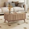 imageGiantex Lift Top Coffee Table with Storage 435 Mid Century Modern Center Table with Solid Wood Leg amp Hidden Compartment Minimalist Fluted Living Room Table for Home Office Oak355 X 20 X 165