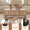 imageGiantex Lift Top Coffee Table with Storage 435 Mid Century Modern Center Table with Solid Wood Leg amp Hidden Compartment Minimalist Fluted Living Room Table for Home Office Oak435 x 20 x 165