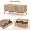 imageGiantex Lift Top Coffee Table with Storage 435 Mid Century Modern Center Table with Solid Wood Leg amp Hidden Compartment Minimalist Fluted Living Room Table for Home Office Oak435 x 20 x 165