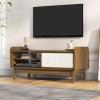 imageGiantex Mid Century Coffee Table with Storage Rattan Modern Tea Table with Sliding Doors Adjustable amp Removable Shelf Rattan Woven Door Wooden Accent Center Tables for Living Room Apartment