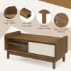 imageGiantex Mid Century Coffee Table with Storage Rattan Modern Tea Table with Sliding Doors Adjustable amp Removable Shelf Rattan Woven Door Wooden Accent Center Tables for Living Room Apartment