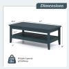 imageGiantex Mid Century Modern Coffee Table 2Tier Rectangle Wood Center Table with Slatted Storage Shelf Vintage Living Room Table for Reception Charcoal BlueCharcoal Blue