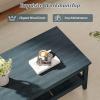 imageGiantex Mid Century Modern Coffee Table 2Tier Rectangle Wood Center Table with Slatted Storage Shelf Vintage Living Room Table for Reception Charcoal BlueCharcoal Blue