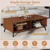 imageGiantex Mid Century Modern Coffee Table 2Tier Wood Rectangular Center Table with Storage Shelves Compartments amp Metal Legs Vintage Living Room Tables for Reception WalnutWalnut