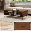 imageGiantex Mid Century Modern Coffee Table 2Tier Wood Rectangular Center Table with Storage Shelves Compartments amp Metal Legs Vintage Living Room Tables for Reception WalnutWalnut