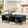 imageGiantex Mid Century Modern Coffee Table 2Tier Wood Rectangular Center Table with Storage Shelves Compartments amp Metal Legs Vintage Living Room Tables for Reception WalnutCharcoal Blue