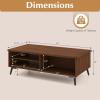 imageGiantex Mid Century Modern Coffee Table 2Tier Wood Rectangular Center Table with Storage Shelves Compartments amp Metal Legs Vintage Living Room Tables for Reception WalnutWalnut