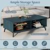 imageGiantex Mid Century Modern Coffee Table 2Tier Wood Rectangular Center Table with Storage Shelves Compartments amp Metal Legs Vintage Living Room Tables for Reception WalnutCharcoal Blue