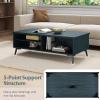 imageGiantex Mid Century Modern Coffee Table 2Tier Wood Rectangular Center Table with Storage Shelves Compartments amp Metal Legs Vintage Living Room Tables for Reception WalnutCharcoal Blue