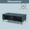imageGiantex Mid Century Modern Coffee Table 2Tier Wood Rectangular Center Table with Storage Shelves Compartments amp Metal Legs Vintage Living Room Tables for Reception WalnutCharcoal Blue