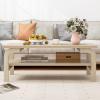 imageGiantex Mid Century Modern Coffee Table 47 2Tier Center Table with Storage Shelf Rectangular Vintage Cocktail Table wCurved Legs amp Large Tabletop Wood Living Room Tables for Apartment WalnutNatural