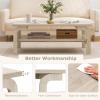 imageGiantex Mid Century Modern Coffee Table 47 2Tier Center Table with Storage Shelf Rectangular Vintage Cocktail Table wCurved Legs amp Large Tabletop Wood Living Room Tables for Apartment WalnutNatural
