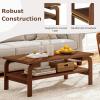 imageGiantex Mid Century Modern Coffee Table 47 2Tier Center Table with Storage Shelf Rectangular Vintage Cocktail Table wCurved Legs amp Large Tabletop Wood Living Room Tables for Apartment WalnutWalnut