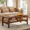 imageGiantex Mid Century Modern Coffee Table 47 2Tier Center Table with Storage Shelf Rectangular Vintage Cocktail Table wCurved Legs amp Large Tabletop Wood Living Room Tables for Apartment WalnutWalnut