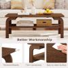 imageGiantex Mid Century Modern Coffee Table 47 2Tier Center Table with Storage Shelf Rectangular Vintage Cocktail Table wCurved Legs amp Large Tabletop Wood Living Room Tables for Apartment WalnutWalnut