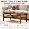 imageGiantex Mid Century Modern Coffee Table 47 2Tier Center Table with Storage Shelf Rectangular Vintage Cocktail Table wCurved Legs amp Large Tabletop Wood Living Room Tables for Apartment WalnutWalnut