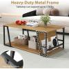 imageGiantex Modern Coffee Table with Storage 2Tier Rustic Wood Center Table with Shelf Compartment Metal Frame Rectangular Geometric Living Room Table for Apartment OakOak