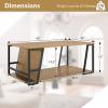 imageGiantex Modern Coffee Table with Storage 2Tier Rustic Wood Center Table with Shelf Compartment Metal Frame Rectangular Geometric Living Room Table for Apartment OakOak