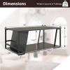 imageGiantex Modern Coffee Table with Storage 2Tier Rustic Wood Center Table with Shelf Compartment Metal Frame Rectangular Geometric Living Room Table for Apartment OakEspresso