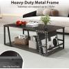imageGiantex Modern Coffee Table with Storage 2Tier Rustic Wood Center Table with Shelf Compartment Metal Frame Rectangular Geometric Living Room Table for Apartment OakEspresso