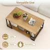 imageGiantex Modern Coffee Table with Storage 2Tier Rustic Wood Center Table with Shelf Compartment Metal Frame Rectangular Geometric Living Room Table for Apartment OakOak