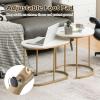 imageGiantex Modern Nesting Coffee Table Set of 2 Coffee Table amp End Table Sets Golden Steel Frame Easy Assembly Accent MarbleLook Stacking Side Table for Living Room Bedroom Apartment Gold