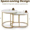 imageGiantex Modern Nesting Coffee Table Set of 2 Coffee Table amp End Table Sets Golden Steel Frame Easy Assembly Accent MarbleLook Stacking Side Table for Living Room Bedroom Apartment Gold