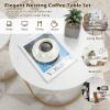 imageGiantex Modern Nesting Coffee Table Set of 2 Coffee Table amp End Table Sets Golden Steel Frame Easy Assembly Accent MarbleLook Stacking Side Table for Living Room Bedroom Apartment Gold