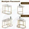 imageGiantex Modern Nesting Coffee Table Set of 2 Coffee Table amp End Table Sets Golden Steel Frame Easy Assembly Accent MarbleLook Stacking Side Table for Living Room Bedroom Apartment Gold