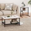 imageGiantex Nesting Coffee Table Set of 2 Detachable Rectangular Table amp Round Table Set wWood Grain Sturdy Golden Metal Frame Modern Stacking Side Table for Living Room Bedroom Rustic BrownBlack  White