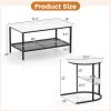 imageGiantex Nesting Coffee Table Set of 2 Detachable Rectangular Table amp Round Table Set wWood Grain Sturdy Golden Metal Frame Modern Stacking Side Table for Living Room Bedroom Rustic BrownBlack  White