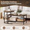 imageGiantex Nesting Coffee Table Set of 2 Detachable Rectangular Table amp Round Table Set wWood Grain Sturdy Golden Metal Frame Modern Stacking Side Table for Living Room Bedroom Rustic BrownBlack  Rustic Brown