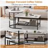 imageGiantex Nesting Coffee Table Set of 2 Detachable Rectangular Table amp Round Table Set wWood Grain Sturdy Golden Metal Frame Modern Stacking Side Table for Living Room Bedroom Rustic BrownBlack  White