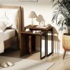 imageGiantex Nesting Coffee Table Set of 2 Rectangular Stackable Side Tables with Sturdy Metal Frames Modern Nesting End Tables for Living Room Bedroom Rustic Brown