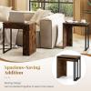 imageGiantex Nesting Coffee Table Set of 2 Rectangular Stackable Side Tables with Sturdy Metal Frames Modern Nesting End Tables for Living Room Bedroom Rustic Brown