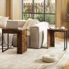 imageGiantex Nesting Coffee Table Set of 2 Rectangular Stackable Side Tables with Sturdy Metal Frames Modern Nesting End Tables for Living Room Bedroom Rustic Brown