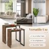 imageGiantex Nesting Coffee Table Set of 2 Rectangular Stackable Side Tables with Sturdy Metal Frames Modern Nesting End Tables for Living Room Bedroom Rustic Brown