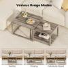 imageGiantex Nesting Coffee Table Set of 2 Stackable 2Tier End Tables with Storage Shelf Rubber Wood Frame Farmhouse Nesting Tables for Living Room Bedroom Small Space Grey Oak