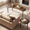 imageGiantex Nesting Tables Set of 2 Mid Century Modern Coffee Tables with Solid Wood Support Legs Wood Side End Tables in Kidney amp Round Shape for Living Room Easy Assembly Walnut