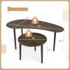 imageGiantex Nesting Tables Set of 2 Mid Century Modern Coffee Tables with Solid Wood Support Legs Wood Side End Tables in Kidney amp Round Shape for Living Room Easy Assembly Walnut