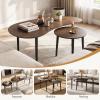 imageGiantex Nesting Tables Set of 2 Mid Century Modern Coffee Tables with Solid Wood Support Legs Wood Side End Tables in Kidney amp Round Shape for Living Room Easy Assembly Walnut