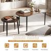 imageGiantex Nesting Tables Set of 2 Mid Century Modern Coffee Tables with Solid Wood Support Legs Wood Side End Tables in Kidney amp Round Shape for Living Room Easy Assembly Walnut