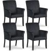 imageGiantex Office Waiting Room Chairs Set of 4 Fabric Executive Guest Chair Upholstered Reception Chair with Padded Arms Backrest Wood Legs Guest Chairs for Meeting Room Dining RoomDark Grey