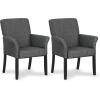 imageGiantex Office Waiting Room Chairs Set of 4 Fabric Executive Guest Chair Upholstered Reception Chair with Padded Arms Backrest Wood Legs Guest Chairs for Meeting Room Dining RoomGrey