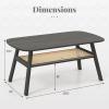 imageGiantex Rattan Coffee Table 2Tier Mid Century Modern Rectangular Center Table with Rattan Storage Shelf amp Rubber Wood Legs Living Room Table for Small Spaces Dorm ApartmentDark Gray