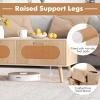 imageGiantex Rattan Coffee Table Mid Century Modern Center Table with 2 Storage Drawers amp Back Compartment Rectangular Accent Table with Solid Wood Legs for Living Room Natural