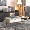 imageGiantex Rectangular Coffee Table MidCentury TV Stand w 1 Drawer and Open Storage Shelf for Living Room Reception Room Accent Sofa Cocktail Table 43 L x 215 W x 175 H Rustic BrownOak